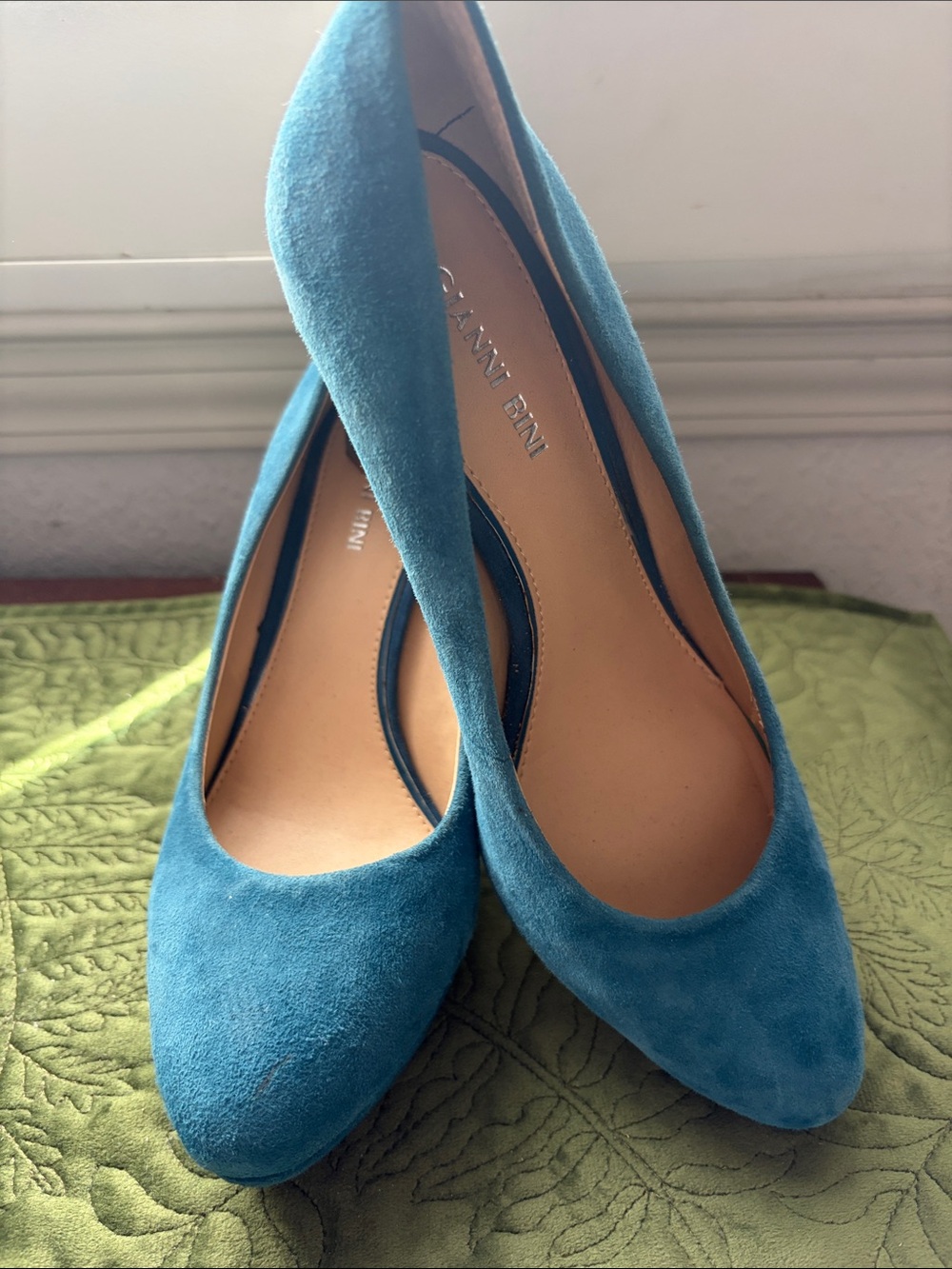 Gianni Bini Teal Suede Pointed-Toe Pumps